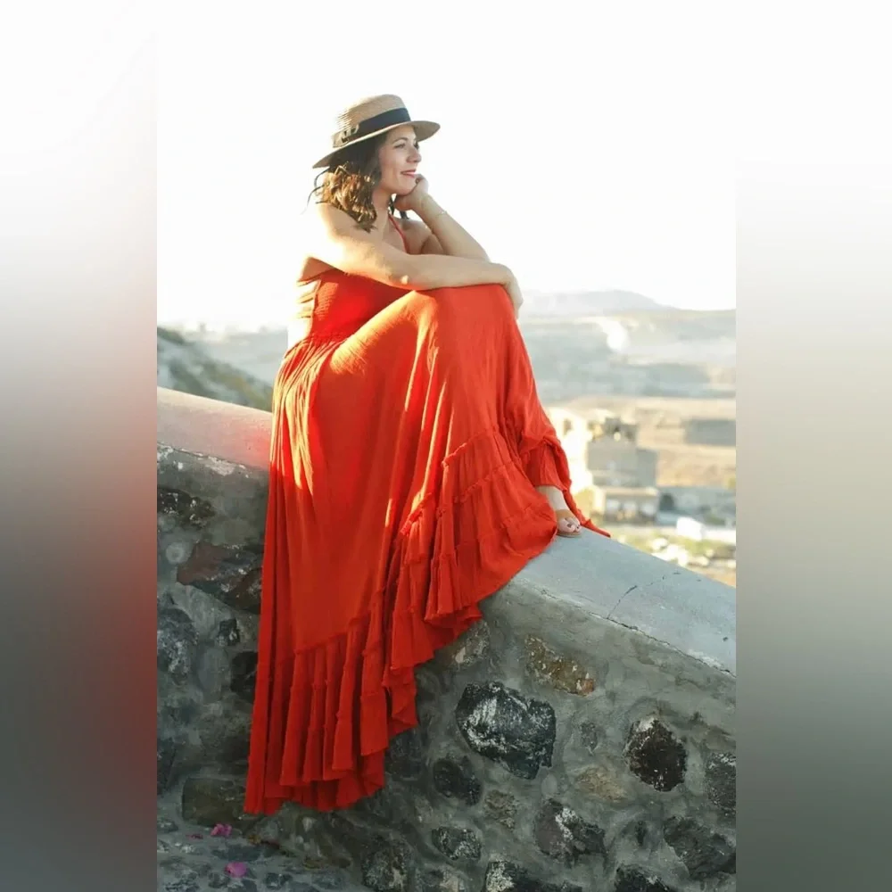 Free People Halter Orange Maxi Dress Women’s Size Small - Picture 5 of 6